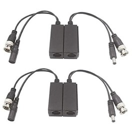 Auline 2 x Pair of Video Balun With BNC Power for CCTV Camera RJ45 Cat5e DVR 2MP 5MP 8MP 4K