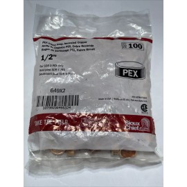 Sioux Chief Bag of 100 Sioux Chief PEX Crimp Ring 1/2” Annealed Copper 649x2 USA SDR 9 PEX