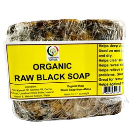 Hairobics Organic Raw Black Soap Helps with Dry Skin, Clears Skin of Bumps and Spots, Helps with Acne and Oily Skin