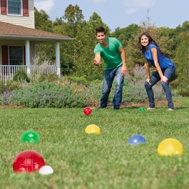 Pointyard 90mm Bocce Ball Set with 8 PE Balls, 1 Pallino, Carrying Bag, Measuring Tape - Family Game for Outdoor/Lawn/Beach/Park
