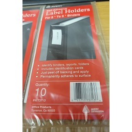 Avery Self Adhesive Label Holders 2 Sets of 10 - 20 Total for 2"-3"  Binders