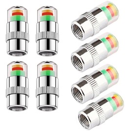 YehVeh - Paquete de 8 indicadores de presión de neumáticos para coche, válvula de válvula de vástago de válvula, sensor de neumáticos, detector de desinflación, 3 colores, alerta de ojos de 2.4 bares