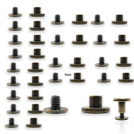 18 Pcs Chicago Binding Screws Nail Rivet, Flat Leather Rivets Assortment,Binding Screws Posts,Metal Rivet Replacement for Leather Belt DIY Book Scrapbook Albums Bookbinding