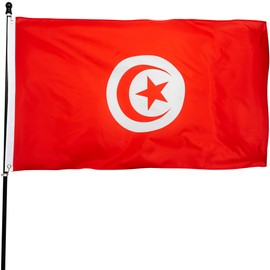 DANF Tunisia Flag 3x5 Ft Thick Polyester, Fade Resistant, Brass Grommets, Canvas Header Tunisian National Flags with 3 X 5 Feet