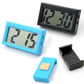 QXCFTW 2 pcs Small Digital Clock, Small Digital for Home & Journey, Compact Silent Alarm Clock with No Ticking, Portable Desk for Bedroom, Nightstand, Office,Read LED Display (Blue、Black)