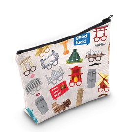 LEVLO Traveler Party Gift World Traveler Travel Pouch Bag Travel Theme Party Gift World Places Zipper Pouch Bag, World Places, Cosmetic Bag