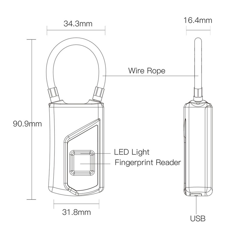 Smart Fingerprint Recogonizer Padlock Semiconductor Fingerprint Induction Lock
