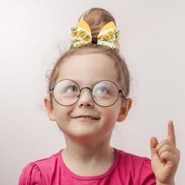 Glitter Sunflower Hair Bows for Girls,Yellow Flower Ribbon Hair Clips Barrettes Hairpins, Happy Fall Outfit Dress Decoration Accessory for Teens Toddler Kids (B)