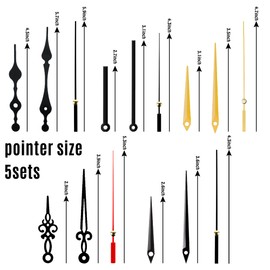 4 PCS High Torque Quartz Clock Movement Mechanism Replacement Clock Kit with 5 Different Pairs of Hands Clock for DIY Repair Clock Parts Shaft Lengths 12mm 15.5mm 21.5mm (Style 1)