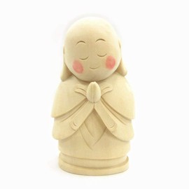 Kurita Buddhist Statue [Bodhisattva] Jizo-san (Total Height 5.9 inches (15 cm), Width 3.7 inches (9.5 cm), Depth 3.0 inches (7.5 cm)), Luxury Wood Carving in Cypress Wood 9452