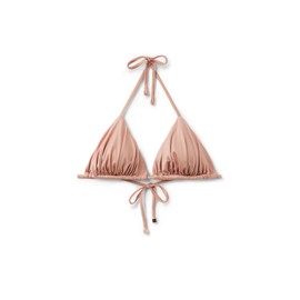 CALZEDONIA Woman's Removable Padding Triangle Swimsuit Top Shiny Satin in Pale Pink, Size S