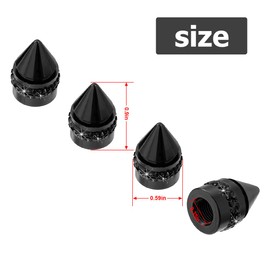 Osilly 4PCS Car Tire Valve Caps, Automotive Aluminum Alloy Dustproof Bling Crystal Wheel Tire Trim Valve Stem Caps Accessories, Universal for Vehicles, Cars, Trucks, SUVs & Motorcycles (Black)