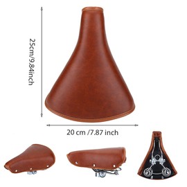 Bicycle Saddle Retro Bicycle Saddle Women, Vintage Bicycle Saddle Classic Comfort Leather Bicycle Saddle Seat Coffee Rivet Spring Bicycle Seat for Men Women
