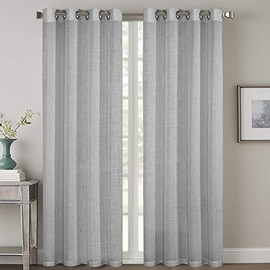 H.VERSAILTEX 2 Pack Ultra Luxurious High Woven Linen Elegant Curtain Panels Light Reducing Privacy Panels Drapes, Nickel Grommet Curtain Set, Extra Long 52x108-Inch, Dove