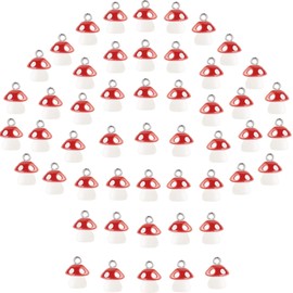 50 Pieces Mushroom Charm Pendant Mushroom Resin Charm Mushroom Jewelry Finding Charm DIY Pendant Making Resin Charm for Bracelet Necklace Earrings Keychain Craft (Red)