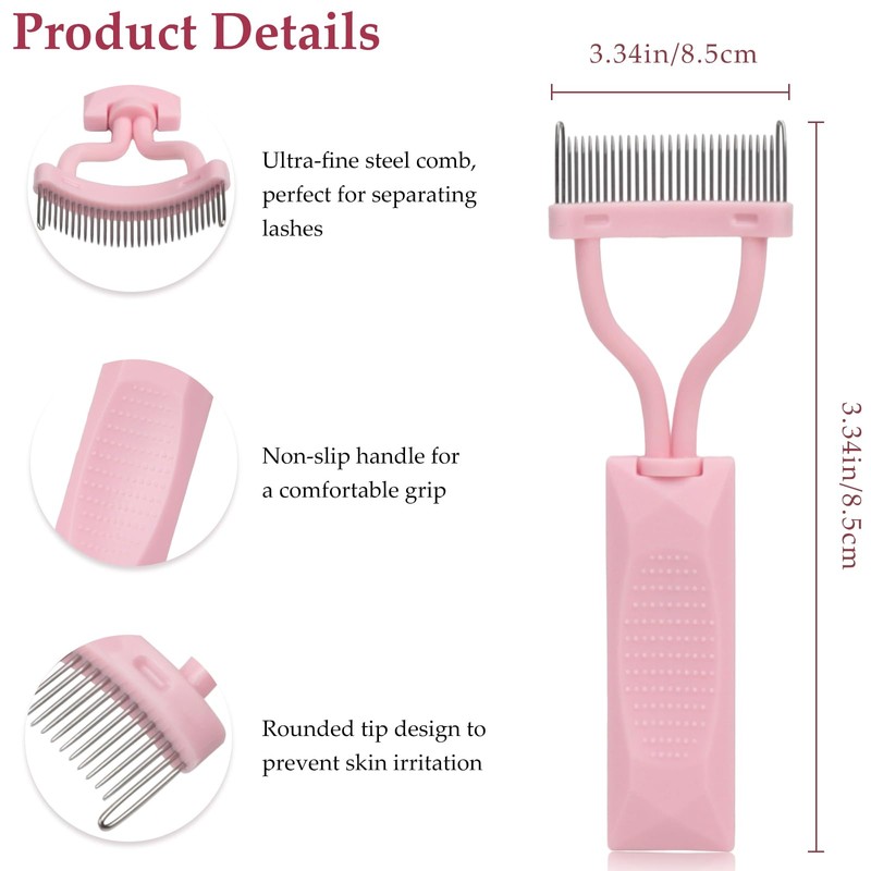 2PCS Arc-Shaped Pink Eyelash Comb – Lash Definer Mascara Separator