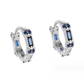 S925 Sterling Silver Dainty Cubic Zirconia Hoop Earrings Hypoallergenic Jewelry for Adult Women (White Gold)