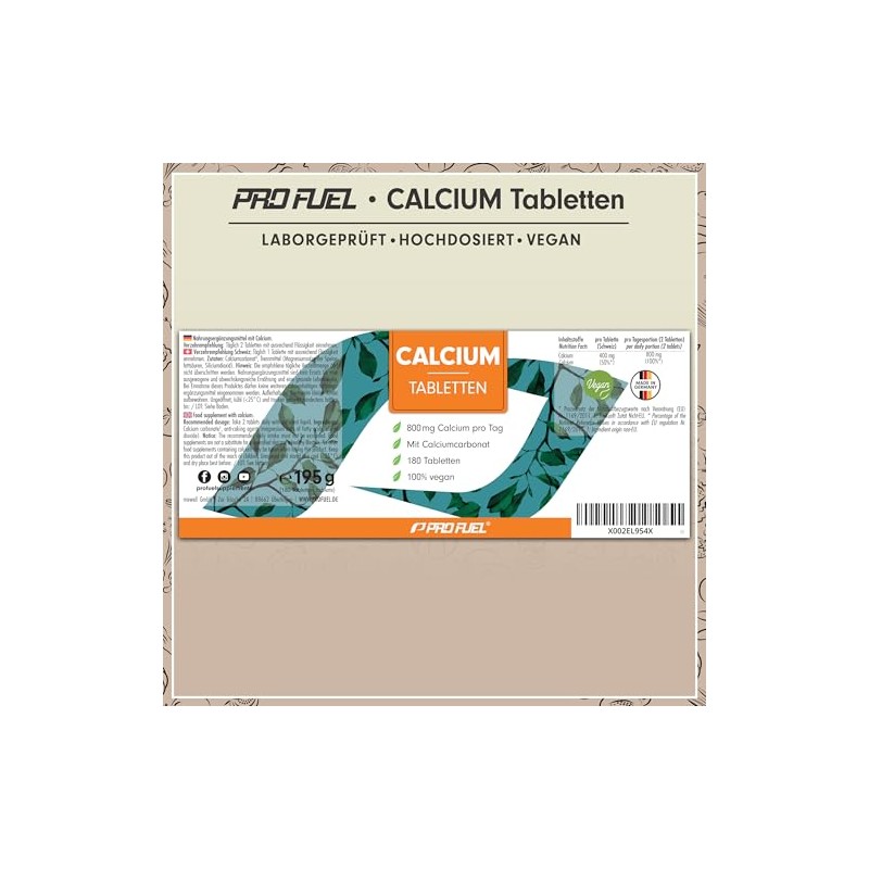 Calcium Tablets 180x – Optimal High Dose with 800 mg