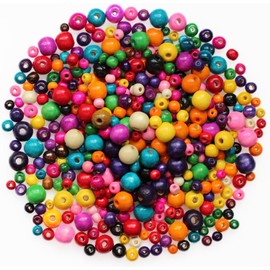 800Pcs Large Hole Wood Beads, BetterJonny 4 Sizes Barrel Beads Assorted Color Hair Braid Beads Natural Wooden Spacer Beads Bulk for Macrame Rosary Bracelet Jewelry Craft Making