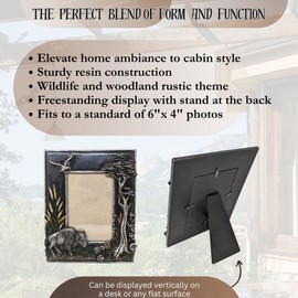 BestGiftEver Rustic Buffalo & Tree Tabletop Photo Frame (4x6) - Wildlife & Forest Decor - For Nature and Animal Lovers - Woodland Wonder Decorative Home Picture Frame