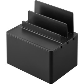 Yamazaki 2195 Charging Station, Black, Approx. W 7.9 x D 5.9 x H 7.9 inches (20 x 15 x 20 cm), Tower Charging, Storage Case, Cable Box, Bulk Storage