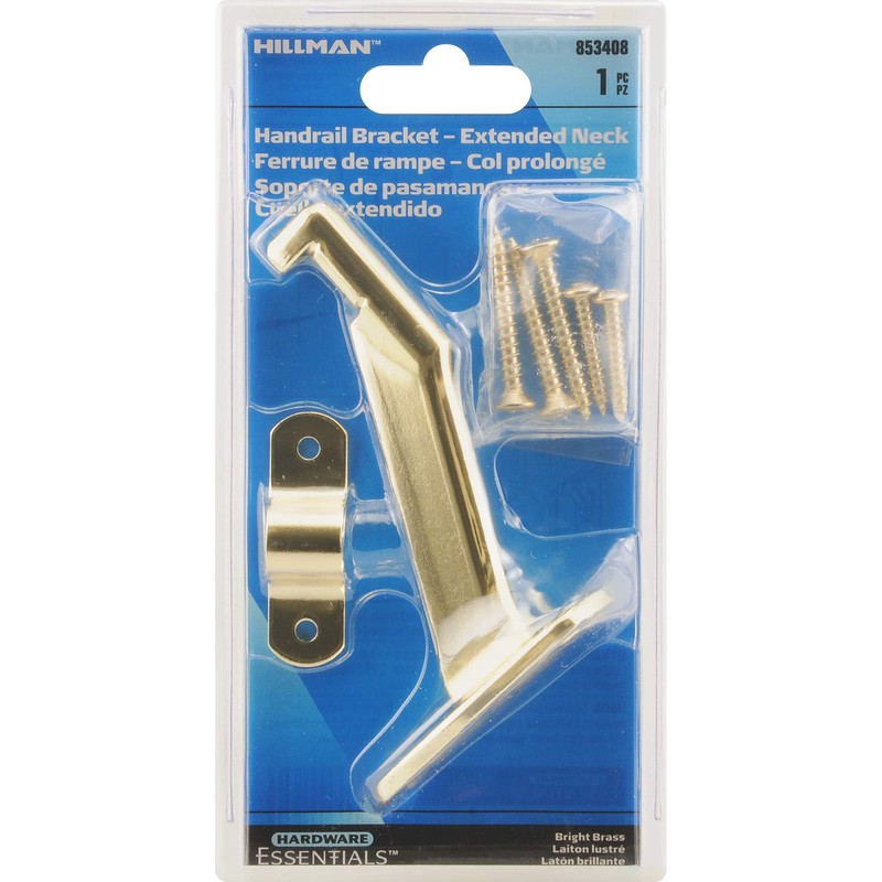 Hardware Essentials 853408 Extended Neck Handrail Brackets Brass