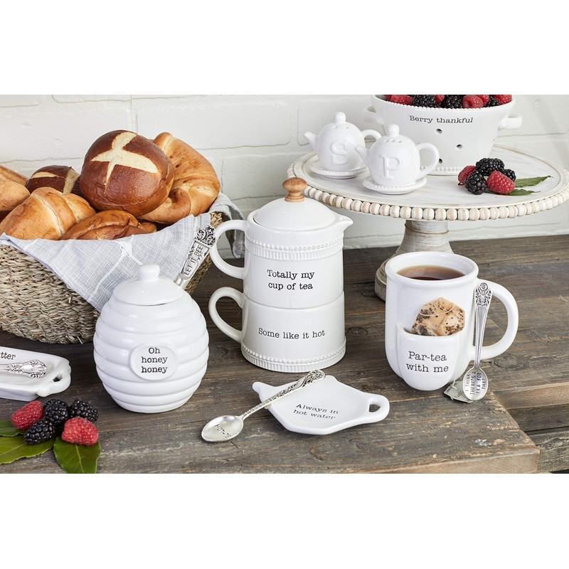 Mud Pie Honey Pot Serving Set, White