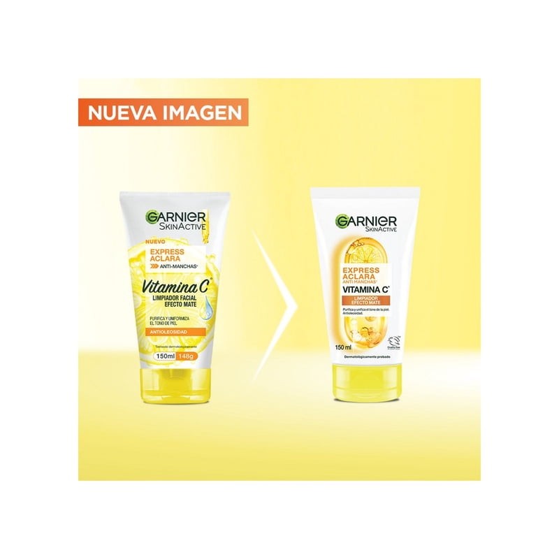 Limpiador facial Garnier skin active express aclara tono uniforme 148