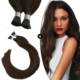Ugeat 14inch Straight Hair Extensions Pre Bonded #4 Dark Brown Keratin I Tip Extensions Human Hair 0.8g/Strand 40Gram I Tip Remy Human Hair Extensions