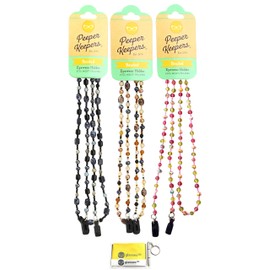 Peeper Keepers Eyeglass Retainer, Sunglass Chain Glass Beads, Assortment Marble(4), 3pk mix | w/Microfiber Cloth, Screwdriver