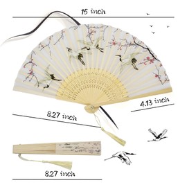 Faltbare Fächer Handfächer für Damen, Chinesische Stil Hand Faltfächer aus Bambus und Seide mit Quaste für Sommer Wanddekoration Dekoration Geburtstag Hochzeit Party Geschenk