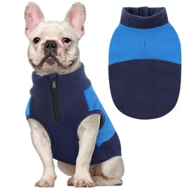 Queenmore Dog Fleece Sweater, Small Dog Sweater, Fleece Dog Vest Jacket, Pet Sweatshirt Winter Clothes for Dogs Boy Or Girl Large Medium Small Size Navy/Blue,S