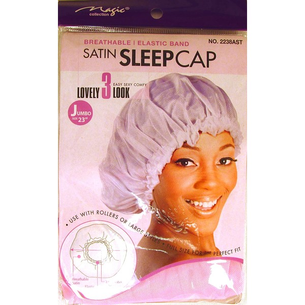 Satin Sleeping Cap, 23" JUMBO XL X-Large Pink Breathable and Comfortable Material, Elastic Band, Accommodate Large Hair Curlers and Rollers, Keeps Hair Styles in Place and Silky Satin Material to Help to Prevent Hair Breakage