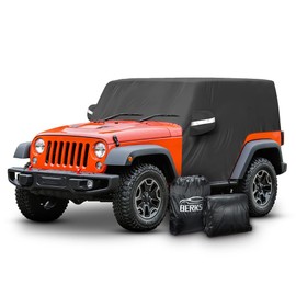 BERKSYDE Waterproof Car Cab Cover Compatible for Jeep Wrangler All Submodels 2-Doors 1987-2022 All Weather 6 Layers Half Car Cover with Storage Bag