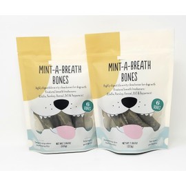 Trader J's Mint-A-Breath Minty Bones (6 Bones) for Dogs Net Wt. 7.86 Oz (223g) - Pack of 2
