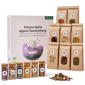 Tee Selber Mischen Set Geschenk mit 14 aufregenden Tee-Sorten - BIO Tee Geschenkset für Frauen zum DIY Teemischung Selber Machen