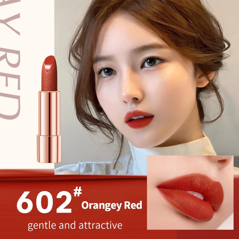Matte Lipstick Set 3 Colors Lip Stick with Orange Chain