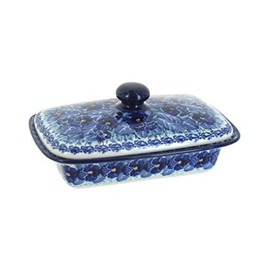 Blue Rose Polish Pottery Hummingbird Butter Dish