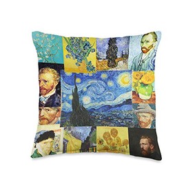 Vincent Van Gogh Art Oil Paint Portrait Vincent Totally Van Goghed Starry Night Sunflower Throw Pillow, 16x16, Multicolor
