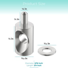 Shuisen Shower Door Hinge Pin Stainless Steel Replacement Hinge Pin 5/16" Diameter and Washer Fit for Framed Shower Doors with Continuous Hinge, Shower Door Replacement Parts - 2 Pack