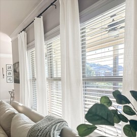 zeerobee Linen Curtains for Living Room/Bedroom Linen Curtains 120 Inches Long 2 Panels Set, Light Filtering Linen Drapes, Textured Natural Light Reducing Privacy Curtains, W50 x L120, Beige