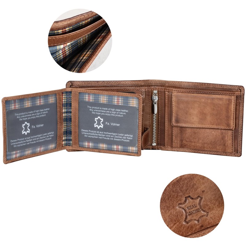 Fa.Volmer Men's Leather Wallet with RFID Protection - Extra Sturdy