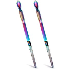 Blulu 2 Pieces Nail Pinching Tool Cuticle Pusher Stainless Steel Nail Shaping Tweezers Multi Function Art Pincher Manicure