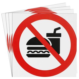 dealzEpic - No Food or Drink Sign/No Food or Drinks Allowed Symbol | Self Adhesive Vinyl Decal Sticker | Pack of 4 Pcs