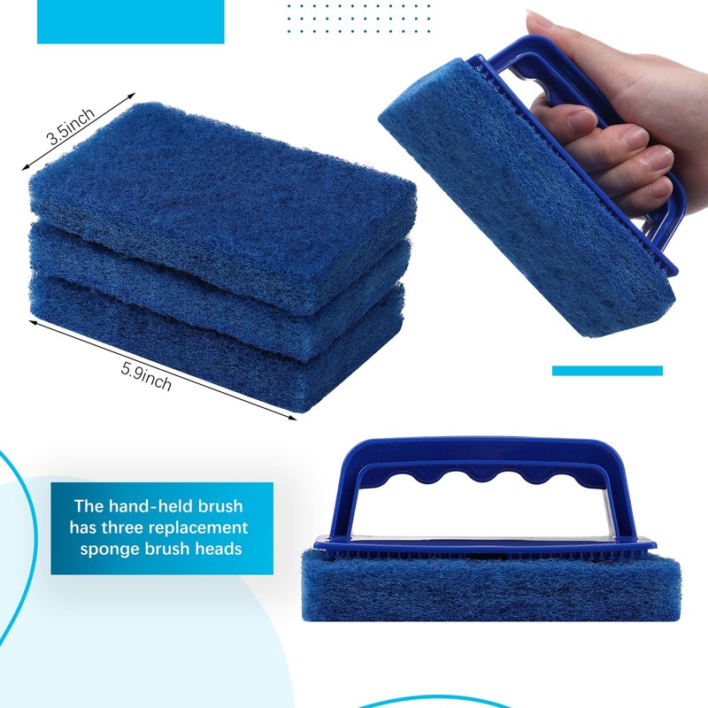 Newtay 6 Pcs Small Pool Scrub Hand Held Brush 5.5