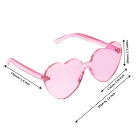 Maxdot Heart Shape Sunglasses Rimless Transparent Heart Glasses Party Favors (Light Pink)
