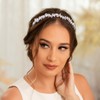 Formery Pearl Beaded Headband White Crystal Beads Wave Hairband Wedding