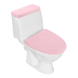 AZHCHKE Funda de terciopelo elástico para tapa de inodoro y tapa de tanque de inodoro, juego de funda de tapa de inodoro súper suave para baño, felpa de terciopelo de lujo, con parte inferior elástica, lavable a máquina, rosa