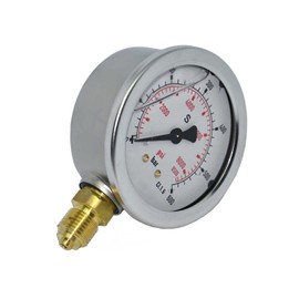 Pressure Gauge Glycerine Diameter 63 mm Vertical 1/4 Inch External Thread Hydraulic Glycerine Tube Spring KL 1.6 (0-6bar)