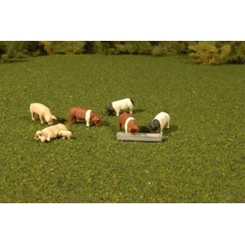 Bachmann Trains 33168 Scene Scapes Figures - Pigs (7Pcs/pack) - O Scale, Prototypical Colors